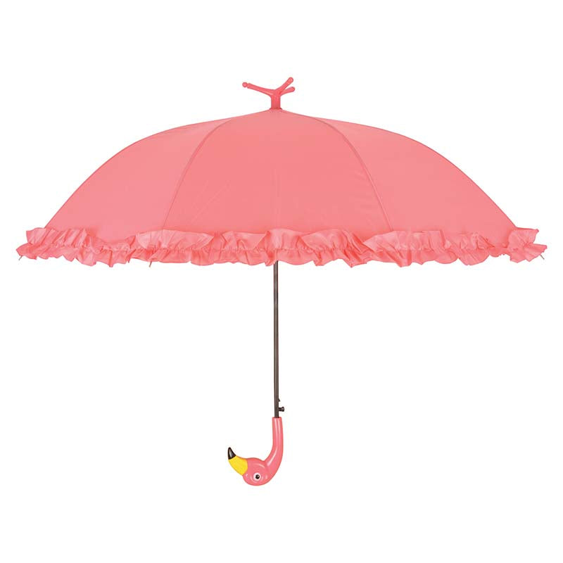 Esschert Standing Flamingo Umbrella With Ruffles